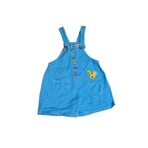Vintage Looney Tunes Tweety Bird Denim Shortalls Girls Size 6X Blue